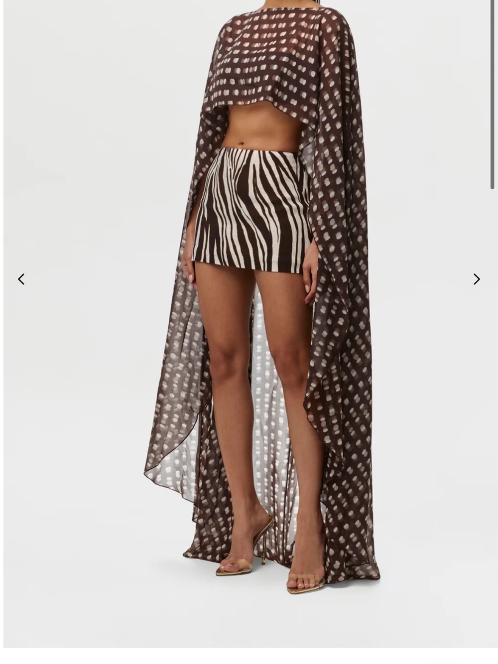 Naked Wardrobe  Brown and Cream Zebra-Print Mini Skirt